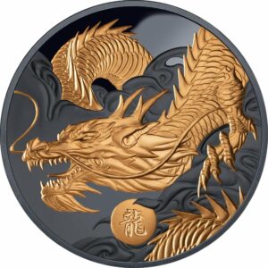 1 Unze Silber Jahr des Drachen 2024 (Auflage: 888 | Black Proof | teilvergoldet)