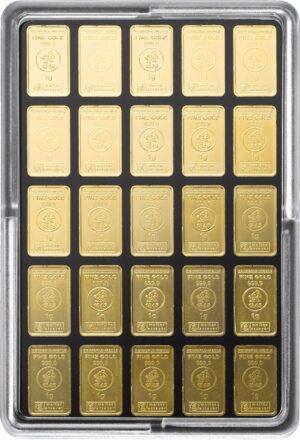 25 x 1g Goldbarren Heimerle und Meule UnityBar