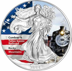 1 Unze Silber American Eagle 2015 (coloriert | C.T. Scenic Railroad)