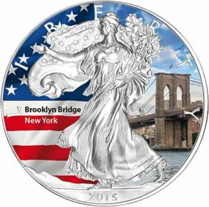 1 Unze Silber American Eagle 2015 (coloriert | Brooklyn Bridge)