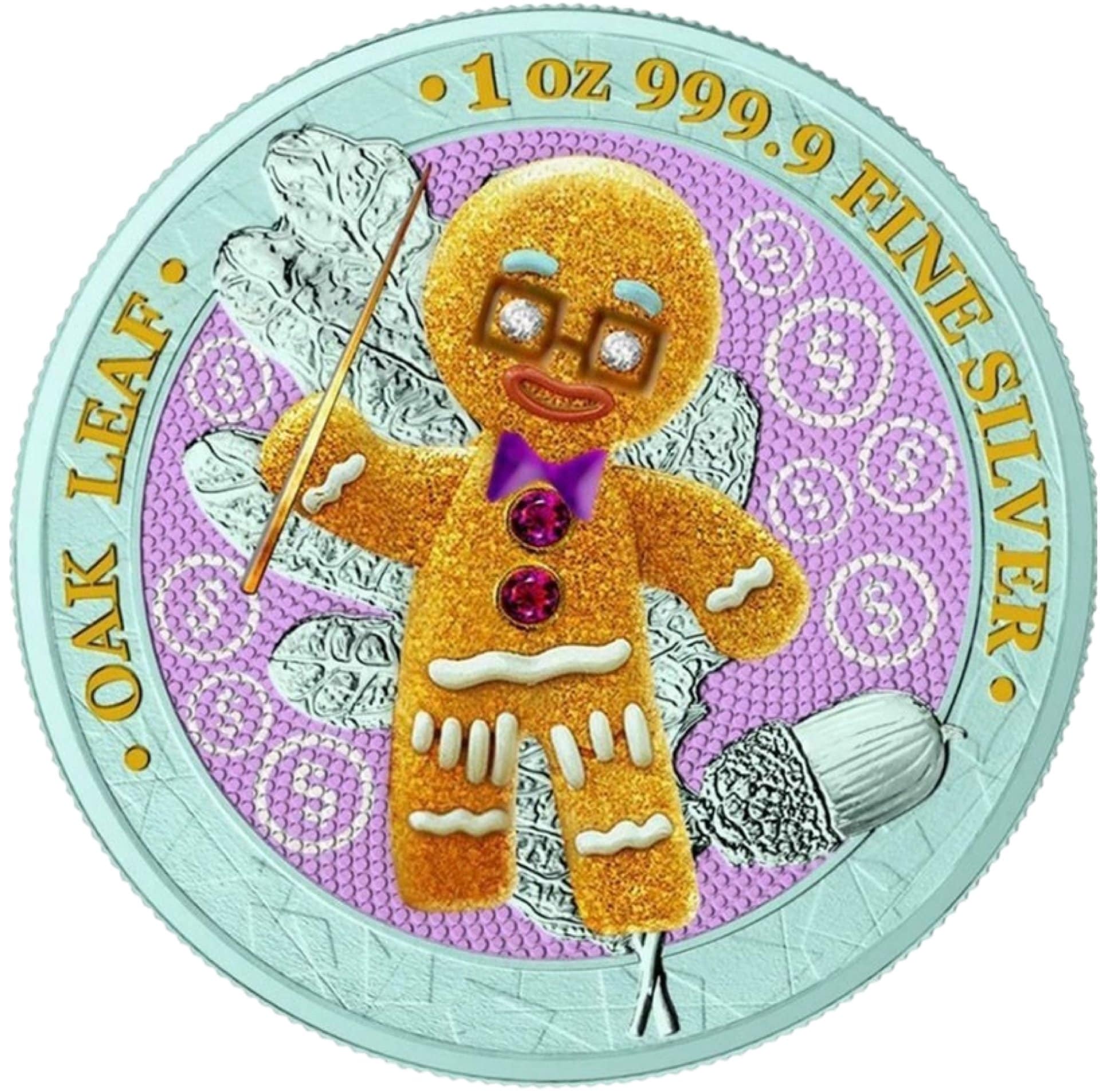 1 Unze Silber Lebkuchenmännchen 2019 (coloriert | gildet | Auflage: 100)