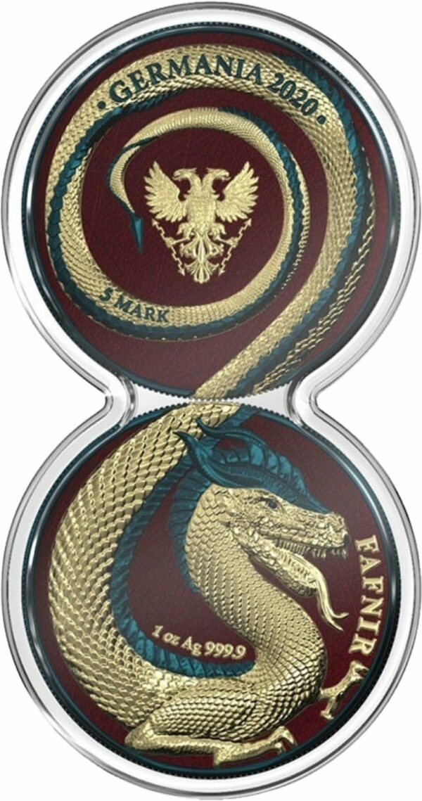 2 x 1 Unze Silber Fafnir 2020 (Auflage: 100 | High Relief | space Green | metallic Bordeaux)