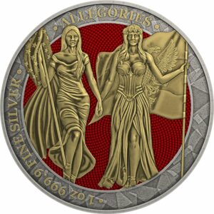 1 Unze Silber Columbia und Germania 2019 Space Red (Auflage: 250 | gildet)