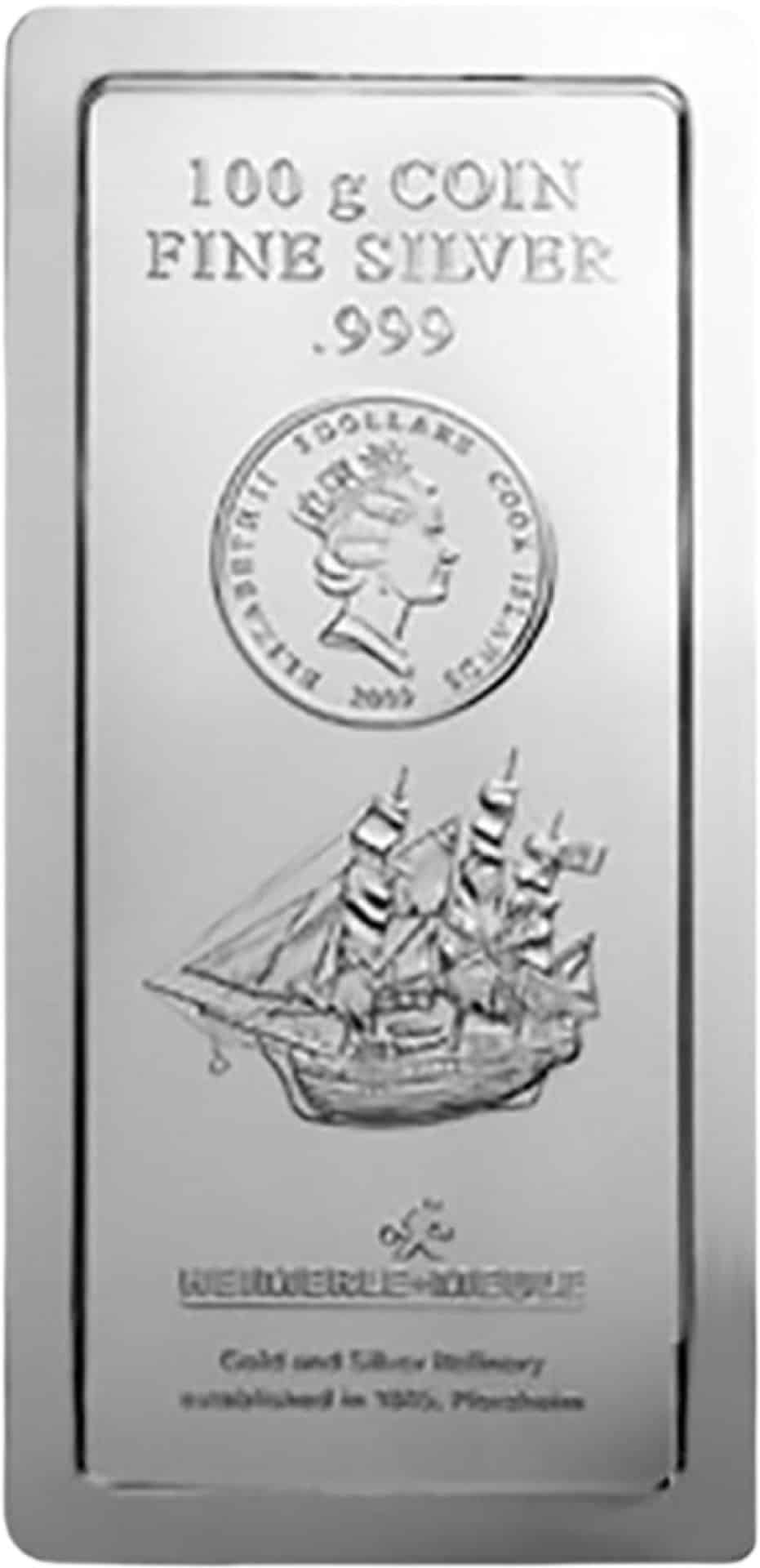 100 g Silber Cook Islands Münzbarren