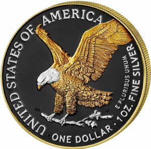 1 Unze Silber American Eagle 2023 Bald Eagle (Auflage: 100 | Ruthenium | teilvergoldet)
