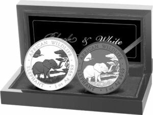 Silber Somalia Elefant Black & White Set 2019 (Auflage: 500 Sets)