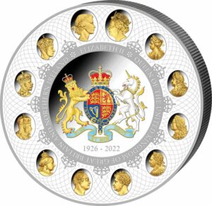 1 kg Silber Gedenkmünze Queen Elisabeth II. 2022 PP (Auflage: 500 | teilvergoldet | Polierte Platte)