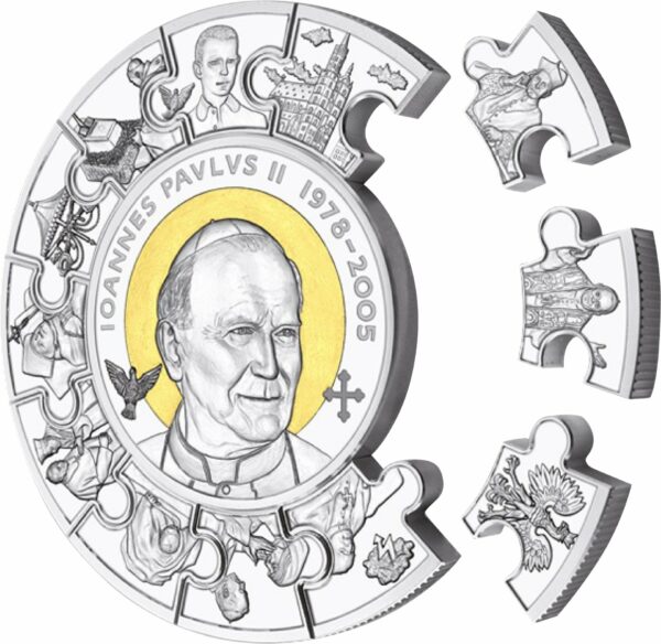 1 kg Silber Johannes Paul II Puzzlemünze 2014 PP (Auflage: 500 | Polierte Platte | gildet)