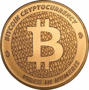 1 Unze Kupfermünze Bitcoin Logo