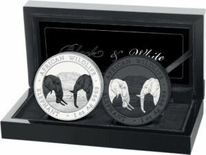 Silber Somalia Elefant Black & White Set 2020 (Auflage: 500 Sets)