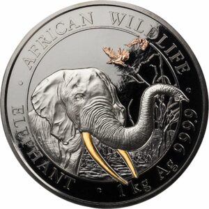 1 Kilo Silber Somalia Elefant 2018 Golden Enigma Edition