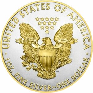 1 Unze Silber American Eagle 2021 (Auflage: 250 | beidseitig teilvergoldet)