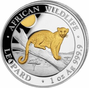 1 Unze Silber African Wildlife Leopard 2021 (teilvergoldet | Auflage: 5.000)
