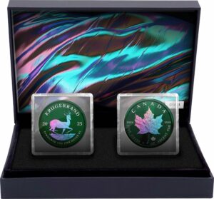 2 x 1 Unze Silber Green Hologramm Set 2023 (Auflage: 50 | coloriert)