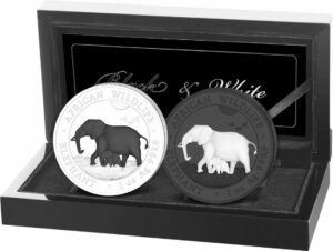 Silber Somalia Elefant Black & White Set 2022 (Auflage: 500 Sets)