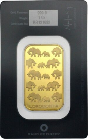 1 Unze Elefanten Goldbarren (Rand Refinery)