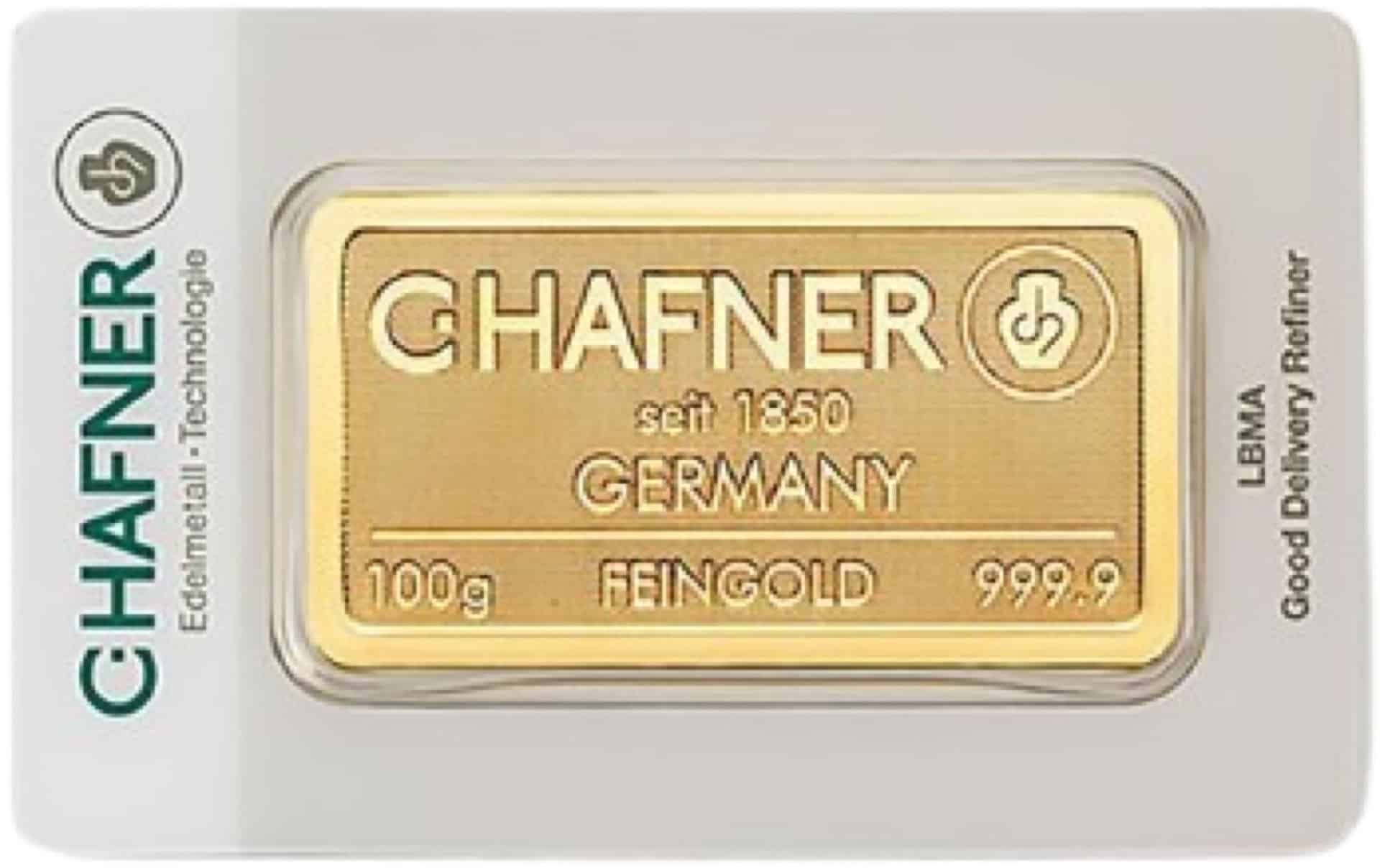 100 g Goldbarren C. Hafner