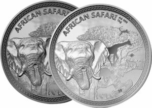 Doppelpack: 1kg Silber African Safari Elefant 2020 PP & AF (Auflage: je 100 Stücke)